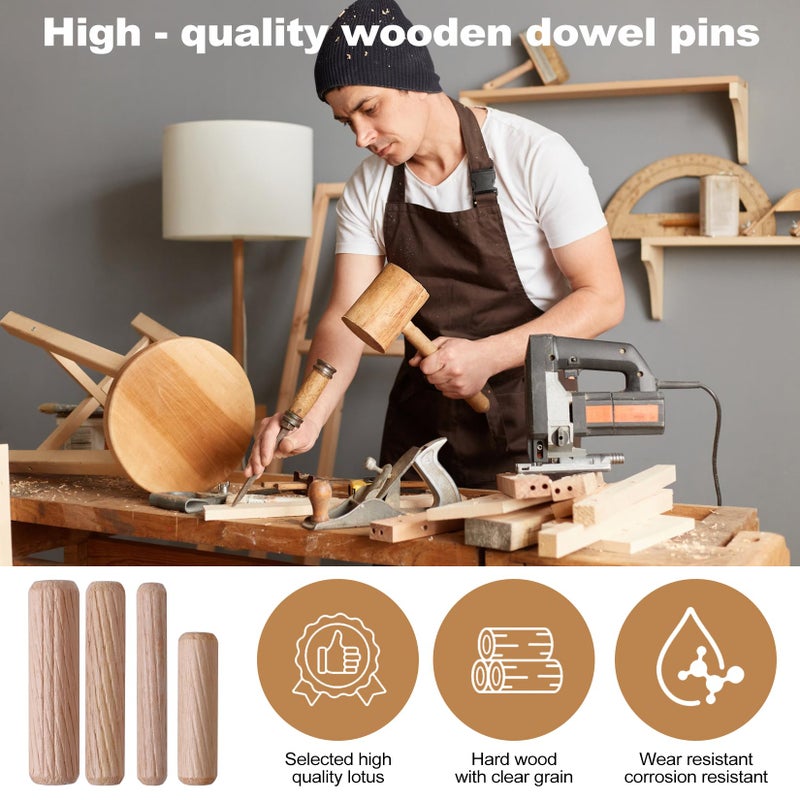 Fetoatar 150Pcs Wooden Dowel Pins Kit 1/4 x 1-1/2 Inch Small Fluted Wood Dowels Pegs Hardwood Pin for Furniture Woodworking Crafts, Furniture, Door, DIY - Image 4
